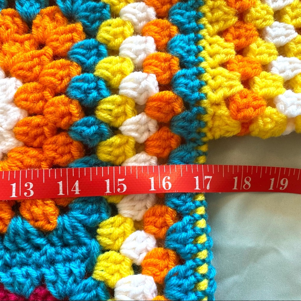 Handmade Crochet Granny Square Chunky Sweater with Daisy Pattern Acrylic Yarn - Picture 5 of 10